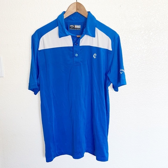 Callaway Opti-Dri Blue And White Moisture Management Mens Golf Polo - Picture 1 of 8